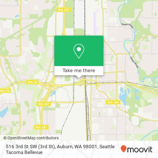 Mapa de 516 3rd St SW (3rd St), Auburn, WA 98001