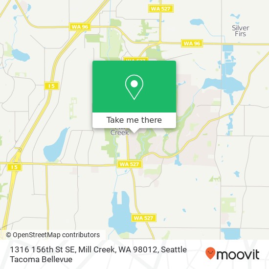 Mapa de 1316 156th St SE, Mill Creek, WA 98012