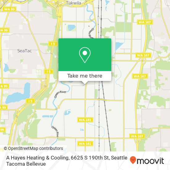 Mapa de A Hayes Heating & Cooling, 6625 S 190th St