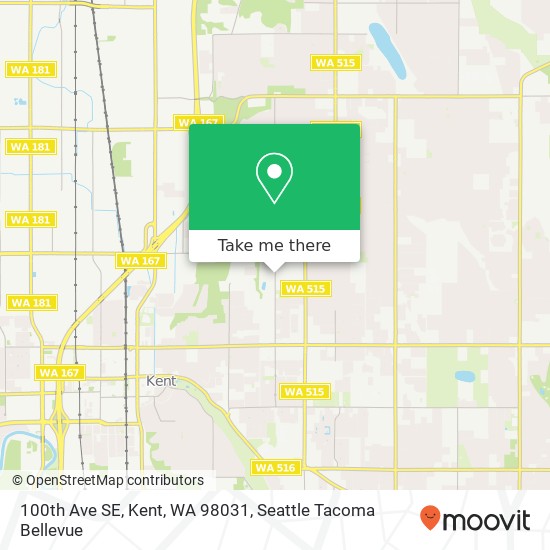 Mapa de 100th Ave SE, Kent, WA 98031