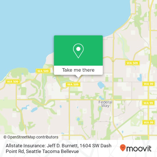 Mapa de Allstate Insurance: Jeff D. Burnett, 1604 SW Dash Point Rd