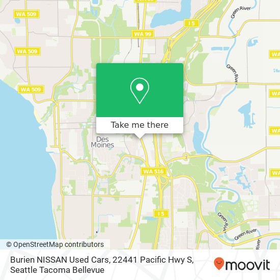 Mapa de Burien NISSAN Used Cars, 22441 Pacific Hwy S