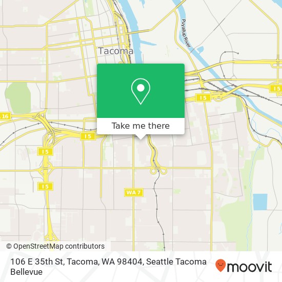 Mapa de 106 E 35th St, Tacoma, WA 98404