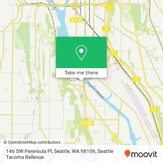 Mapa de 146 SW Peninsula Pl, Seattle, WA 98106