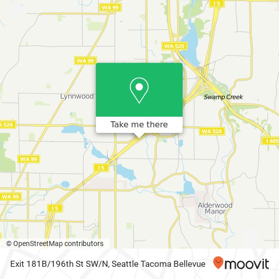 Exit 181B/196th St SW/N map