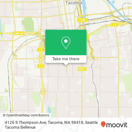 Mapa de 4126 S Thompson Ave, Tacoma, WA 98418