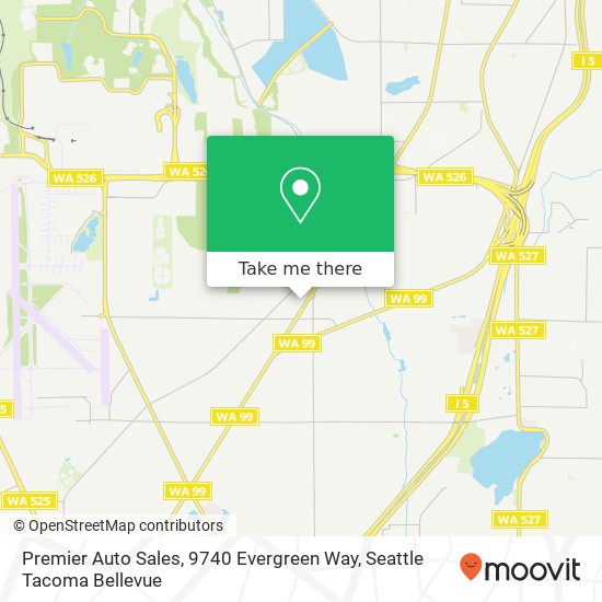 Mapa de Premier Auto Sales, 9740 Evergreen Way