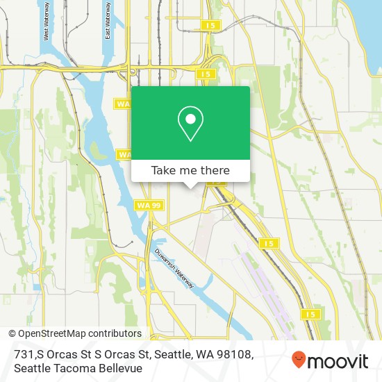 Mapa de 731,S Orcas St S Orcas St, Seattle, WA 98108