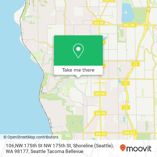 Mapa de 106,NW 175th St NW 175th St, Shoreline (Seattle), WA 98177