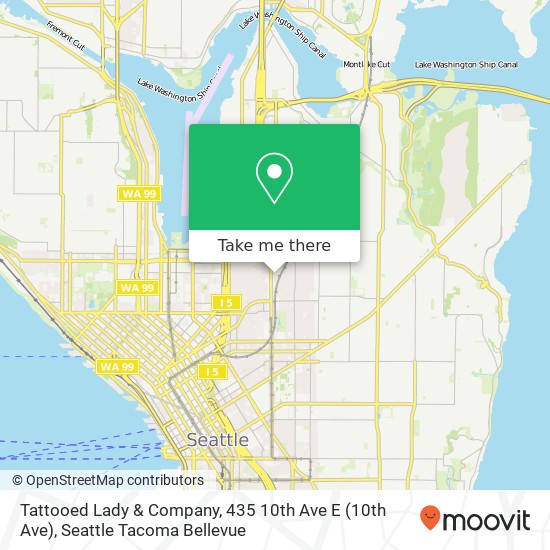 Mapa de Tattooed Lady & Company, 435 10th Ave E