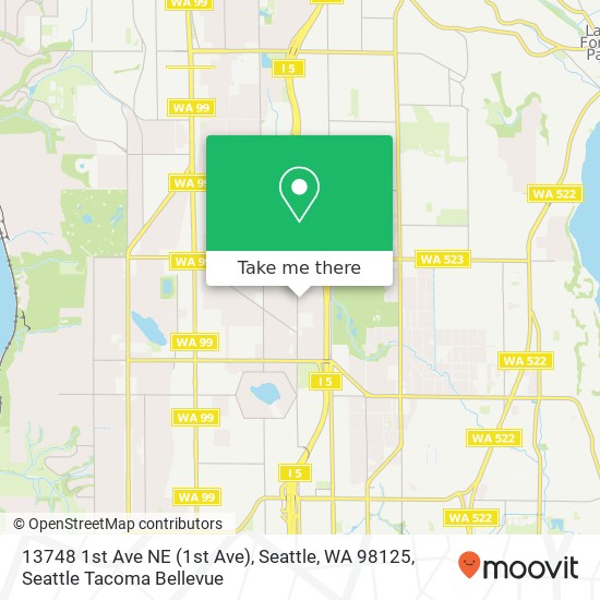 Mapa de 13748 1st Ave NE (1st Ave), Seattle, WA 98125