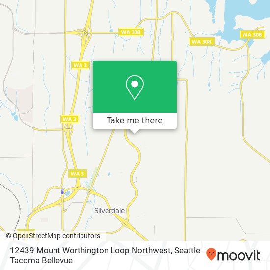 Mapa de 12439 Mount Worthington Loop Northwest, 12439 Mt Worthington Loop NW, Silverdale, WA 98383, USA