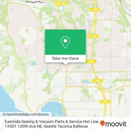 Mapa de Eastside Sewing & Vacuum Parts & Service Hot Line, 13501 100th Ave NE