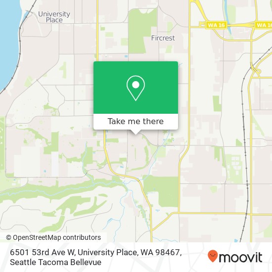 Mapa de 6501 53rd Ave W, University Place, WA 98467