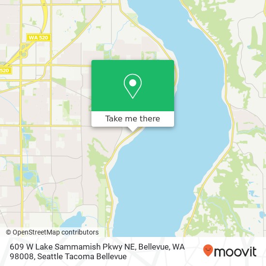 Mapa de 609 W Lake Sammamish Pkwy NE, Bellevue, WA 98008