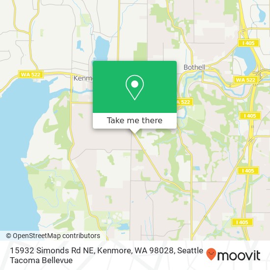 Mapa de 15932 Simonds Rd NE, Kenmore, WA 98028