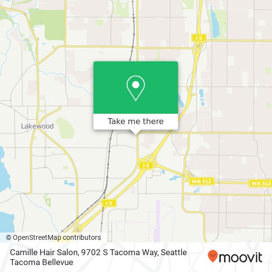 Mapa de Camille Hair Salon, 9702 S Tacoma Way