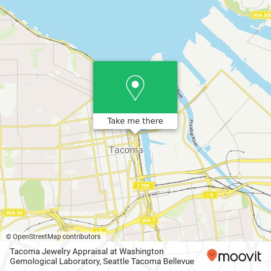 Mapa de Tacoma Jewelry Appraisal at Washington Gemological Laboratory