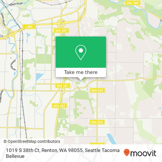 Mapa de 1019 S 38th Ct, Renton, WA 98055