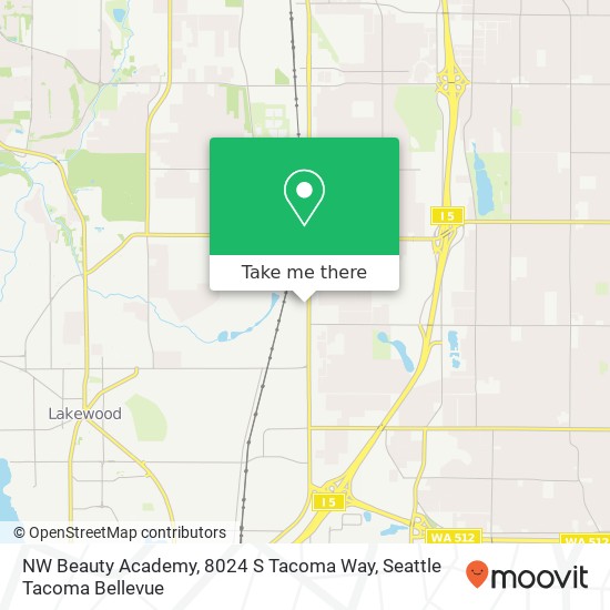 Mapa de NW Beauty Academy, 8024 S Tacoma Way