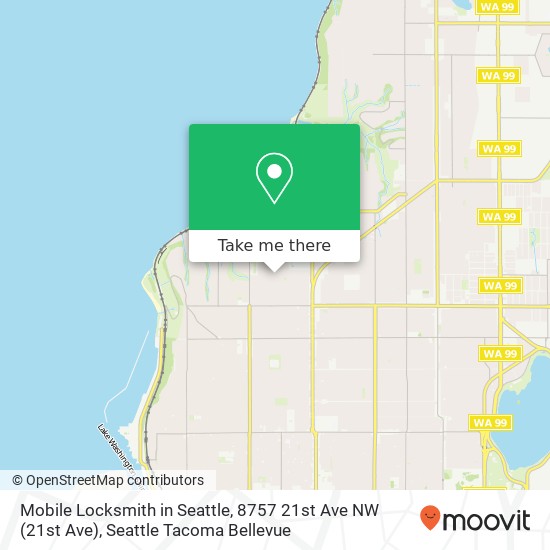 Mobile Locksmith in Seattle, 8757 21st Ave NW map