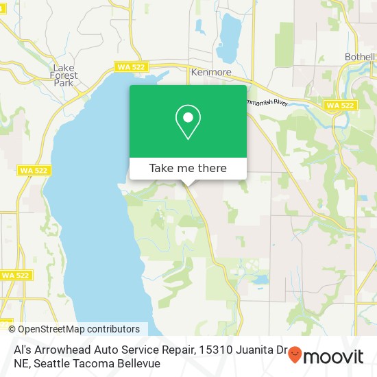 Mapa de Al's Arrowhead Auto Service Repair, 15310 Juanita Dr NE