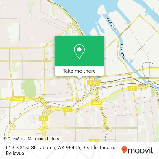 Mapa de 613 S 21st St, Tacoma, WA 98405