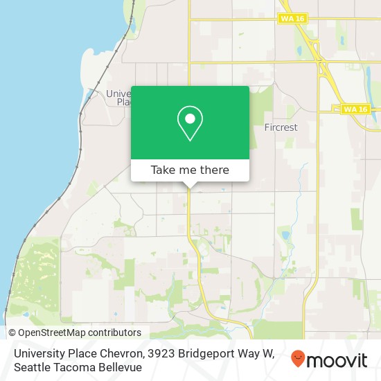 Mapa de University Place Chevron, 3923 Bridgeport Way W