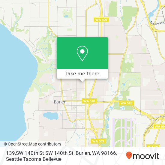 Mapa de 139,SW 140th St SW 140th St, Burien, WA 98166