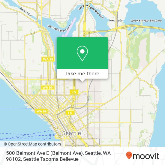 Mapa de 500 Belmont Ave E (Belmont Ave), Seattle, WA 98102