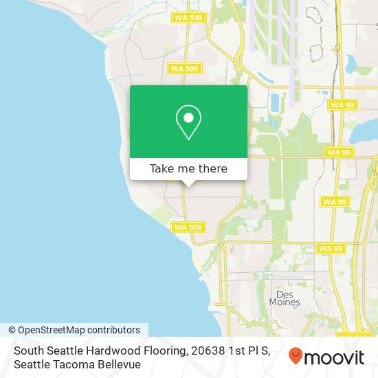 South Seattle Hardwood Flooring, 20638 1st Pl S map