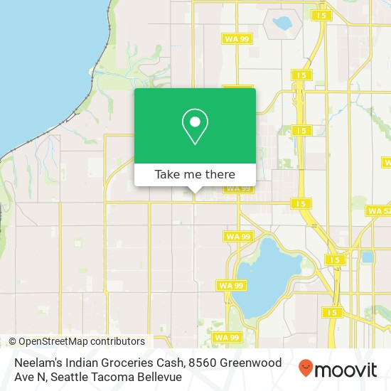 Mapa de Neelam's Indian Groceries Cash, 8560 Greenwood Ave N