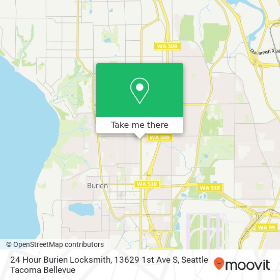 24 Hour Burien Locksmith, 13629 1st Ave S map