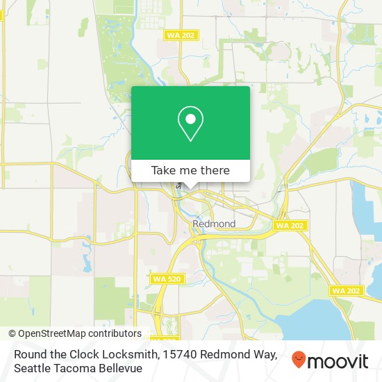 Round the Clock Locksmith, 15740 Redmond Way map