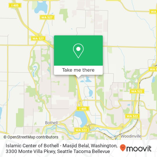 Islamic Center of Bothell - Masjid Belal, Washington, 3300 Monte Villa Pkwy map