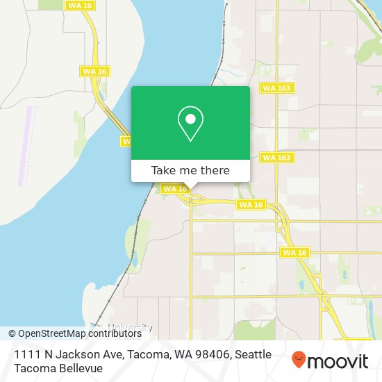 Mapa de 1111 N Jackson Ave, Tacoma, WA 98406