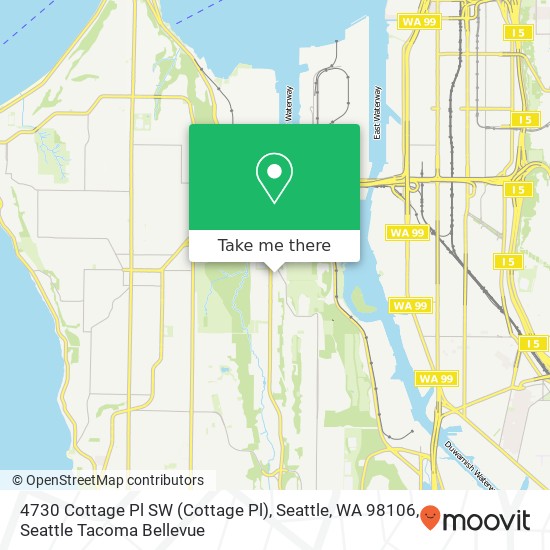 Mapa de 4730 Cottage Pl SW (Cottage Pl), Seattle, WA 98106