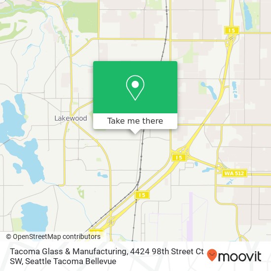 Mapa de Tacoma Glass & Manufacturing, 4424 98th Street Ct SW