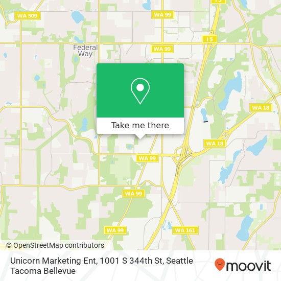 Mapa de Unicorn Marketing Ent, 1001 S 344th St