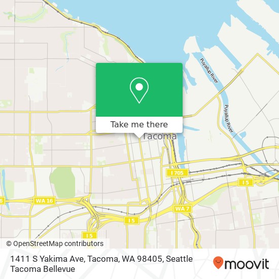 Mapa de 1411 S Yakima Ave, Tacoma, WA 98405