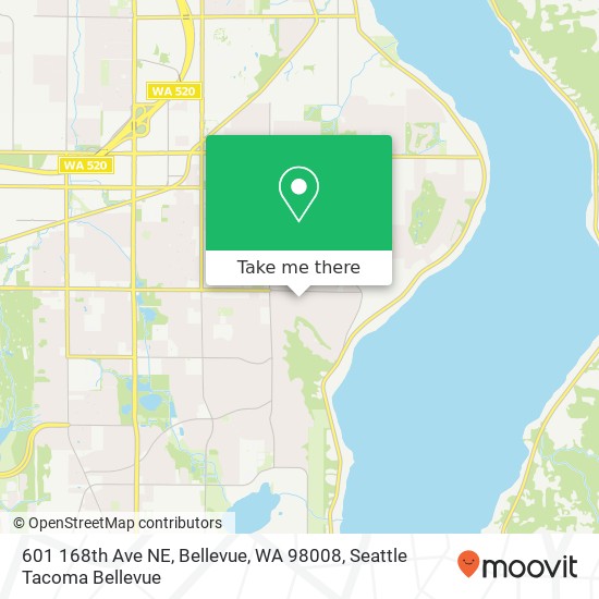 Mapa de 601 168th Ave NE, Bellevue, WA 98008