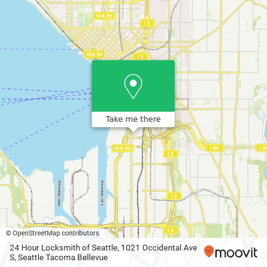 Mapa de 24 Hour Locksmith of Seattle, 1021 Occidental Ave S