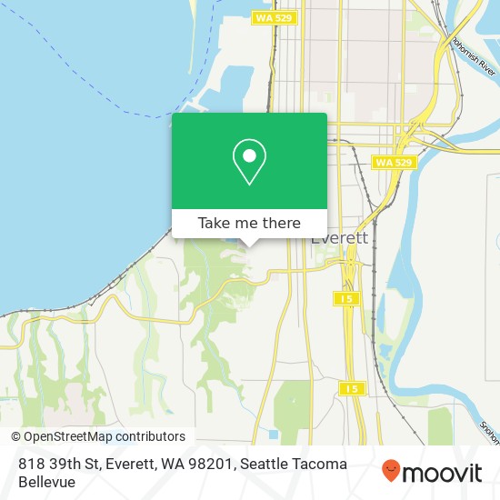 Mapa de 818 39th St, Everett, WA 98201