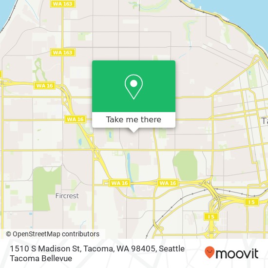 Mapa de 1510 S Madison St, Tacoma, WA 98405