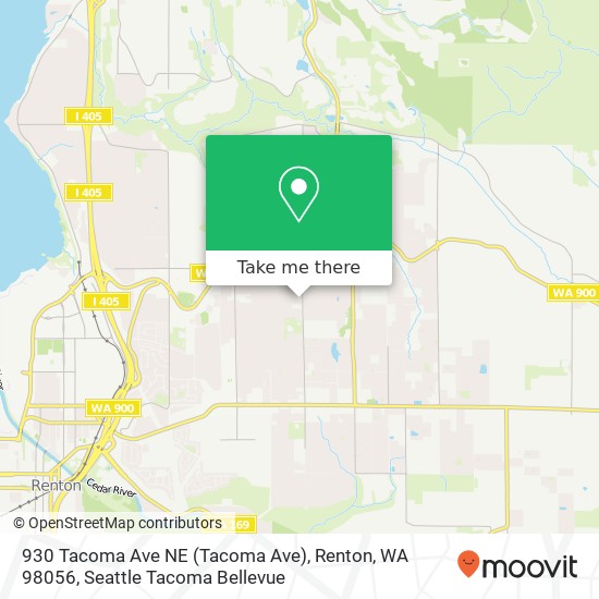 Mapa de 930 Tacoma Ave NE (Tacoma Ave), Renton, WA 98056