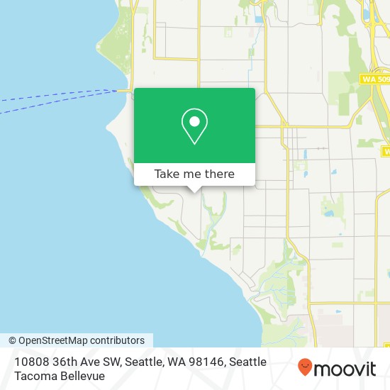 Mapa de 10808 36th Ave SW, Seattle, WA 98146