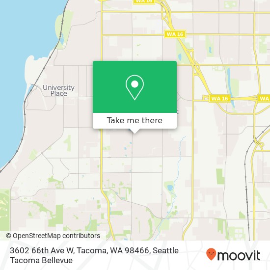 Mapa de 3602 66th Ave W, Tacoma, WA 98466