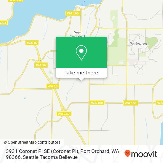 Mapa de 3931 Coronet Pl SE (Coronet Pl), Port Orchard, WA 98366