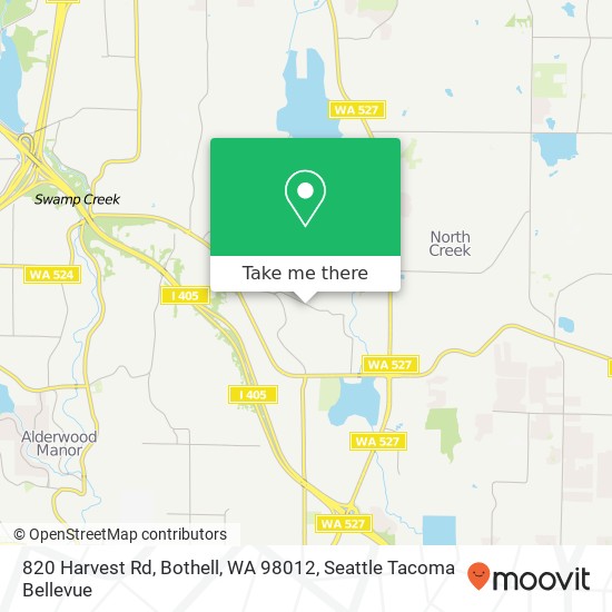 Mapa de 820 Harvest Rd, Bothell, WA 98012