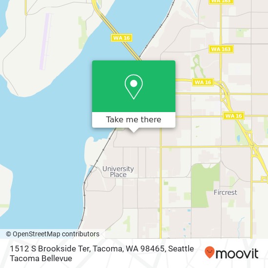 Mapa de 1512 S Brookside Ter, Tacoma, WA 98465